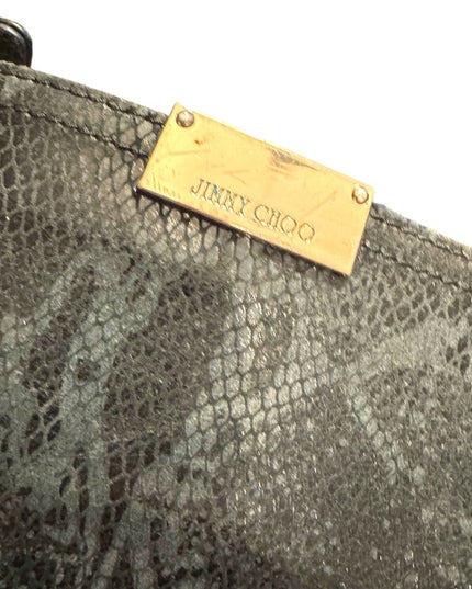 Jimmy Choo Black Snakeskin Leather Clutch