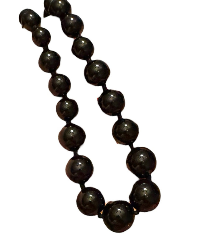 Elegant Black ONYX Graduated Beaded  LUCAS LAMETH Necklace Sterling Silver 925