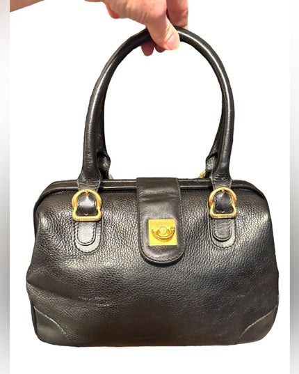 Elegant Vintage Flavi Vismano ITALY Black Leather Doctors Handbag purse