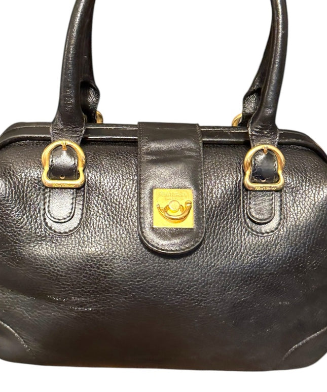 Elegant Vintage Flavi Vismano ITALY Black Leather Doctors Handbag purse