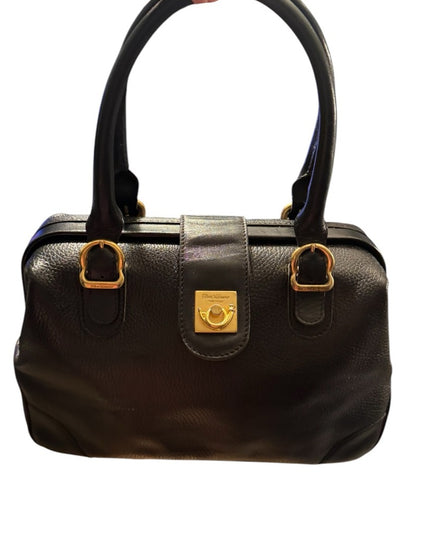 Elegant Vintage Flavi Vismano ITALY Black Leather Doctors Handbag purse