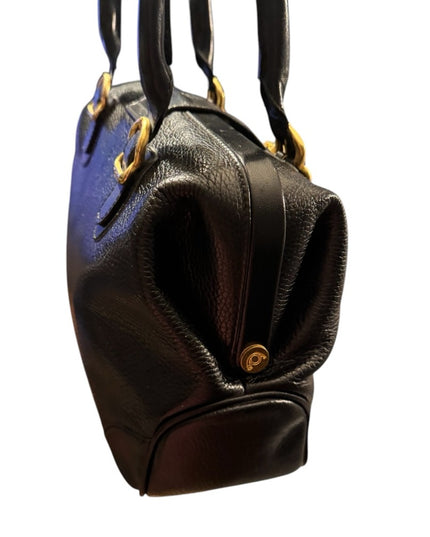 Elegant Vintage Flavi Vismano ITALY Black Leather Doctors Handbag purse