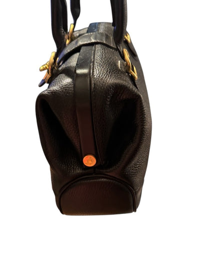 Elegant Vintage Flavi Vismano ITALY Black Leather Doctors Handbag purse