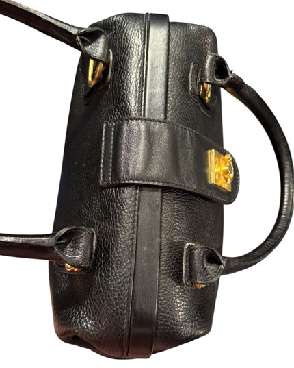 Elegant Vintage Flavi Vismano ITALY Black Leather Doctors Handbag purse