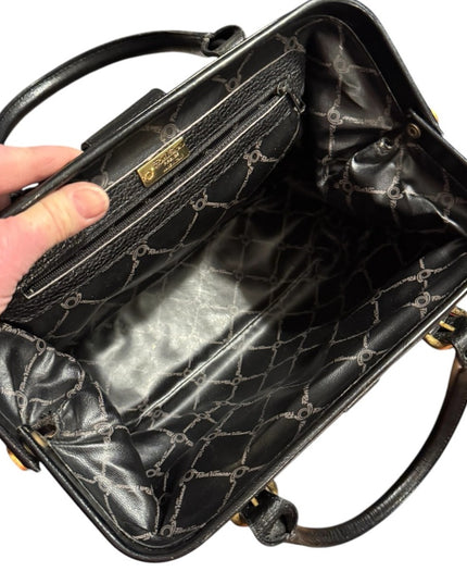 Elegant Vintage Flavi Vismano ITALY Black Leather Doctors Handbag purse