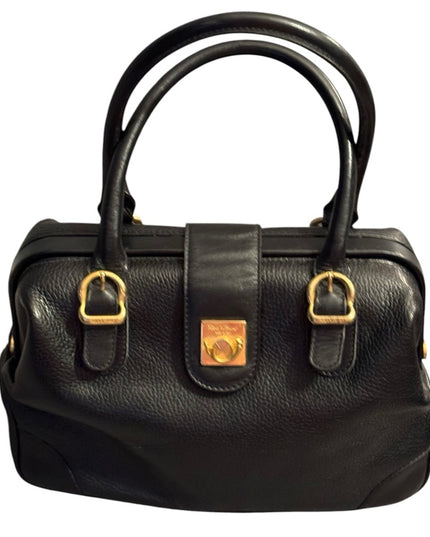 Elegant Vintage Flavi Vismano ITALY Black Leather Doctors Handbag purse
