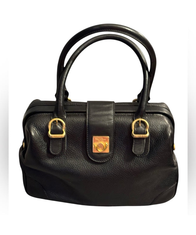 Elegant Vintage Flavi Vismano ITALY Black Leather Doctors Handbag purse