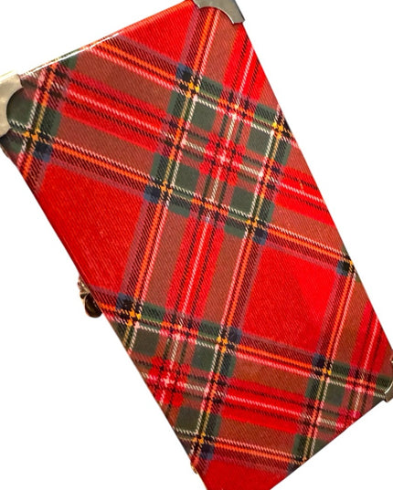 Vintage Red Plaid Box Bag purse Metal harware fancy