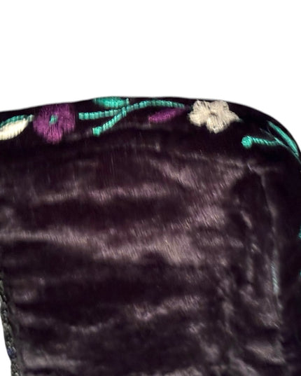 Vintage Velvet Handmade Floral Embellished Black micro beaded Shoulder Bag