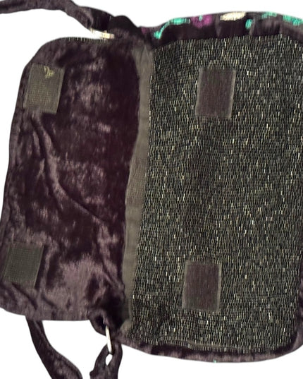 Vintage Velvet Handmade Floral Embellished Black micro beaded Shoulder Bag