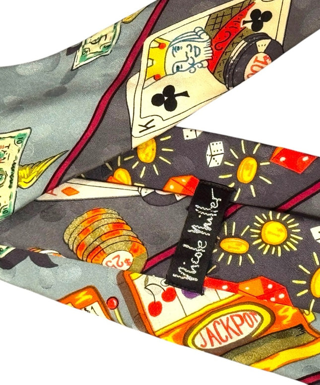 Vintage 1980s Colorful Casino Theme Necktie Nicole Miller