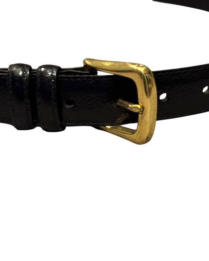 Vintage Pierre Cardin Black Leather Belt with Gold Buckle