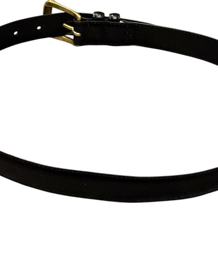 Vintage Pierre Cardin Black Leather Belt with Gold Buckle