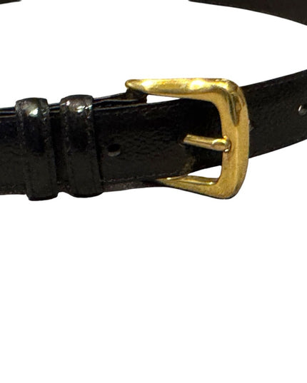 Vintage Pierre Cardin Black Leather Belt with Gold Buckle