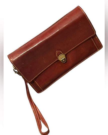 Vintage Canadian Brown Leather Clutch with Wrist Strap All in 1 Mens or womens