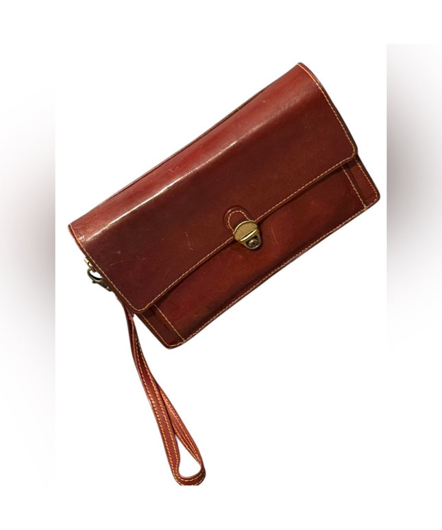 Vintage Canadian Brown Leather Clutch with Wrist Strap All in 1 Mens or womens