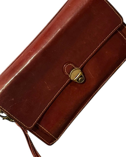 Vintage Canadian Brown Leather Clutch with Wrist Strap All in 1 Mens or womens