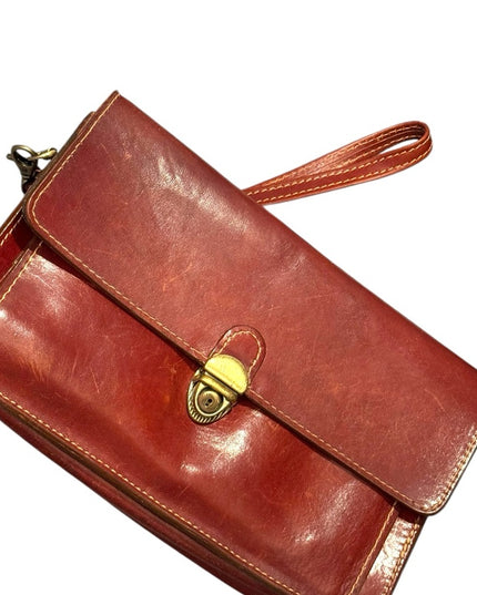 Vintage Canadian Brown Leather Clutch with Wrist Strap All in 1 Mens or womens