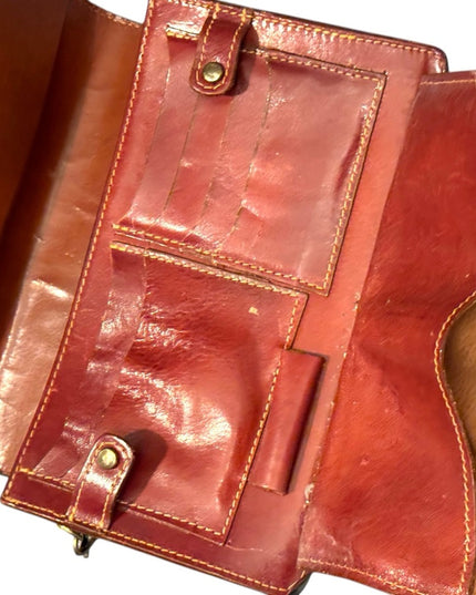 Vintage Canadian Brown Leather Clutch with Wrist Strap All in 1 Mens or womens