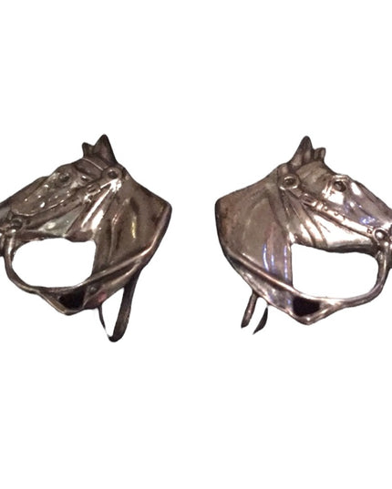 Stunning Vintage  Beau Sterling siver  HORSE screw back earrings 925
