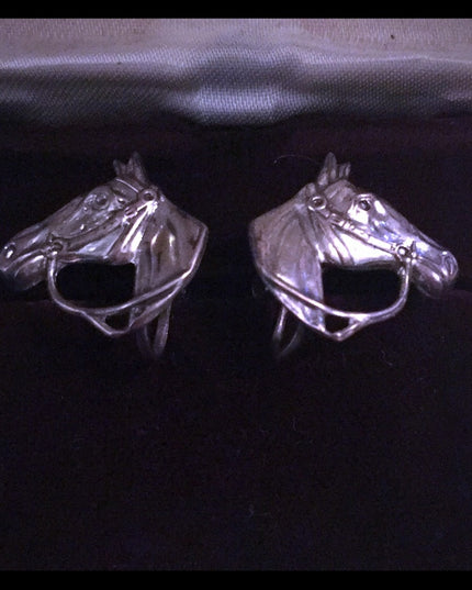 Stunning Vintage  Beau Sterling siver  HORSE screw back earrings 925