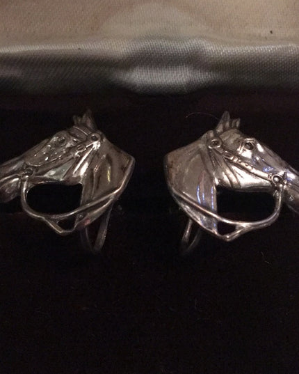 Stunning Vintage  Beau Sterling siver  HORSE screw back earrings 925