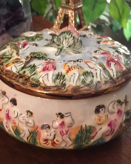 Vintage Capodimonte Italy Trinket box ceramic