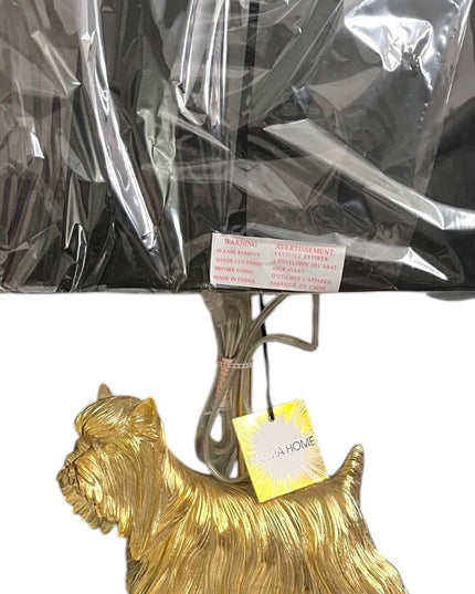 New Yorkshire Terrier Gold Dog Table Lamp Black Boudoir dresser desk bedside