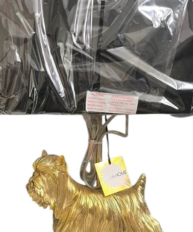 New Yorkshire Terrier Gold Dog Table Lamp Black Boudoir dresser desk bedside