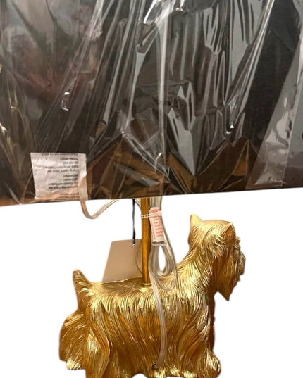 New Yorkshire Terrier Gold Dog Table Lamp Black Boudoir dresser desk bedside