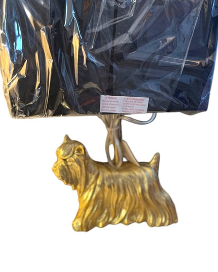 New Yorkshire Terrier Gold Dog Table Lamp Black Boudoir dresser desk bedside