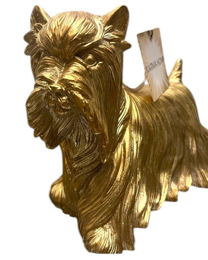 New Yorkshire Terrier Gold Dog Table Lamp Black Boudoir dresser desk bedside