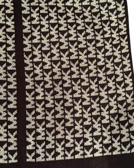 LN Michael Kors Silver Metalic Black MK Logo Houndstooth style Acrylic Scarf