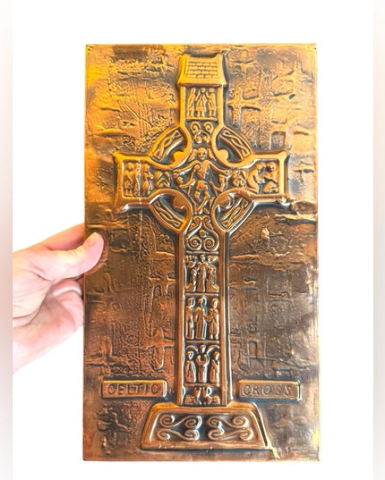 Vintage handwrought Rathbanna copper Celtic cross wall art Celtic Cross Copper