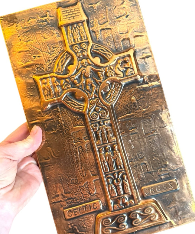 Vintage handwrought Rathbanna copper Celtic cross wall art Celtic Cross Copper