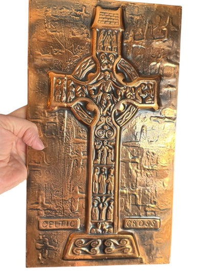 Vintage handwrought Rathbanna copper Celtic cross wall art Celtic Cross Copper