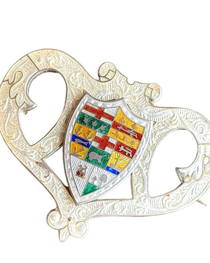 RARE Antique Sterling Silver 925 Enameled Canada Provinces fancy Brooch