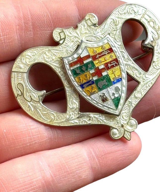 RARE Antique Sterling Silver 925 Enameled Canada Provinces fancy Brooch