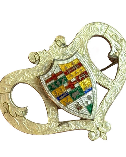 RARE Antique Sterling Silver 925 Enameled Canada Provinces fancy Brooch