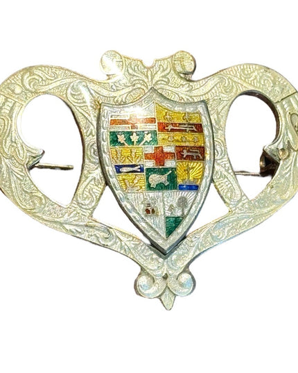 RARE Antique Sterling Silver 925 Enameled Canada Provinces fancy Brooch