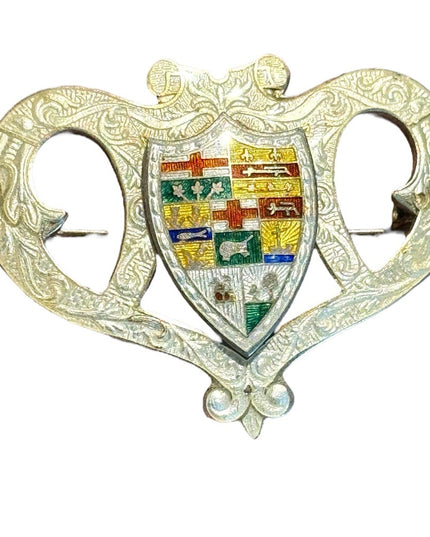 RARE Antique Sterling Silver 925 Enameled Canada Provinces fancy Brooch