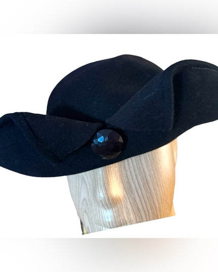 Elegant Vintage 1960s Georgette Black felt fancy Women's Hat