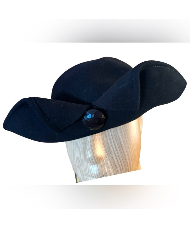 Elegant Vintage 1960s Georgette Black felt fancy Women's Hat