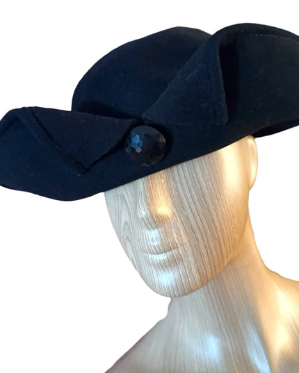 Elegant Vintage 1960s Georgette Black felt fancy Women's Hat