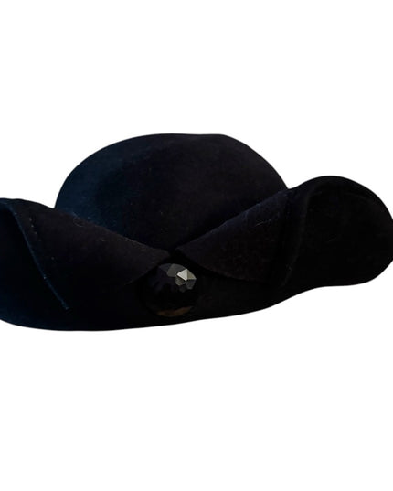 Elegant Vintage 1960s Georgette Black felt fancy Women's Hat