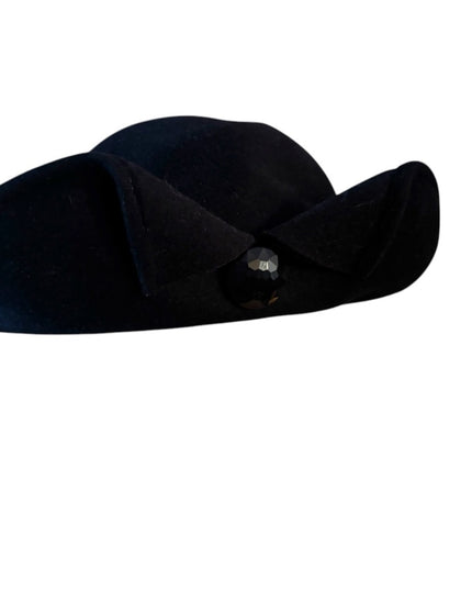 Elegant Vintage 1960s Georgette Black felt fancy Women's Hat