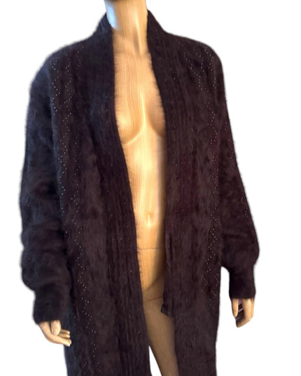 Lovely Vintage Brown Angora Rabbit Fur Coat beaded sweater Unique
