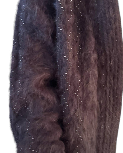 Lovely Vintage Brown Angora Rabbit Fur Coat beaded sweater Unique