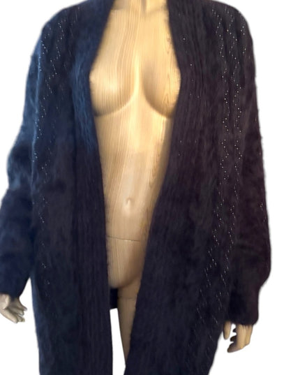Lovely Vintage Brown Angora Rabbit Fur Coat beaded sweater Unique