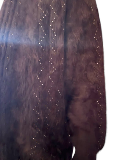 Lovely Vintage Brown Angora Rabbit Fur Coat beaded sweater Unique